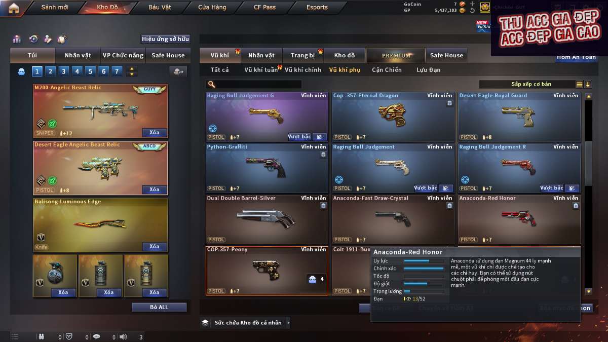 shop acc cf uy tin gia re